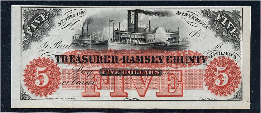 $5 Treasurer of Ramsey County (Second Issue)