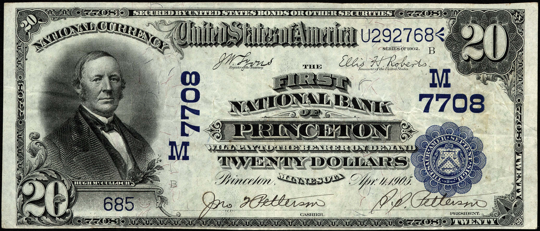$20 1902 DB Princeton, Minnesota
