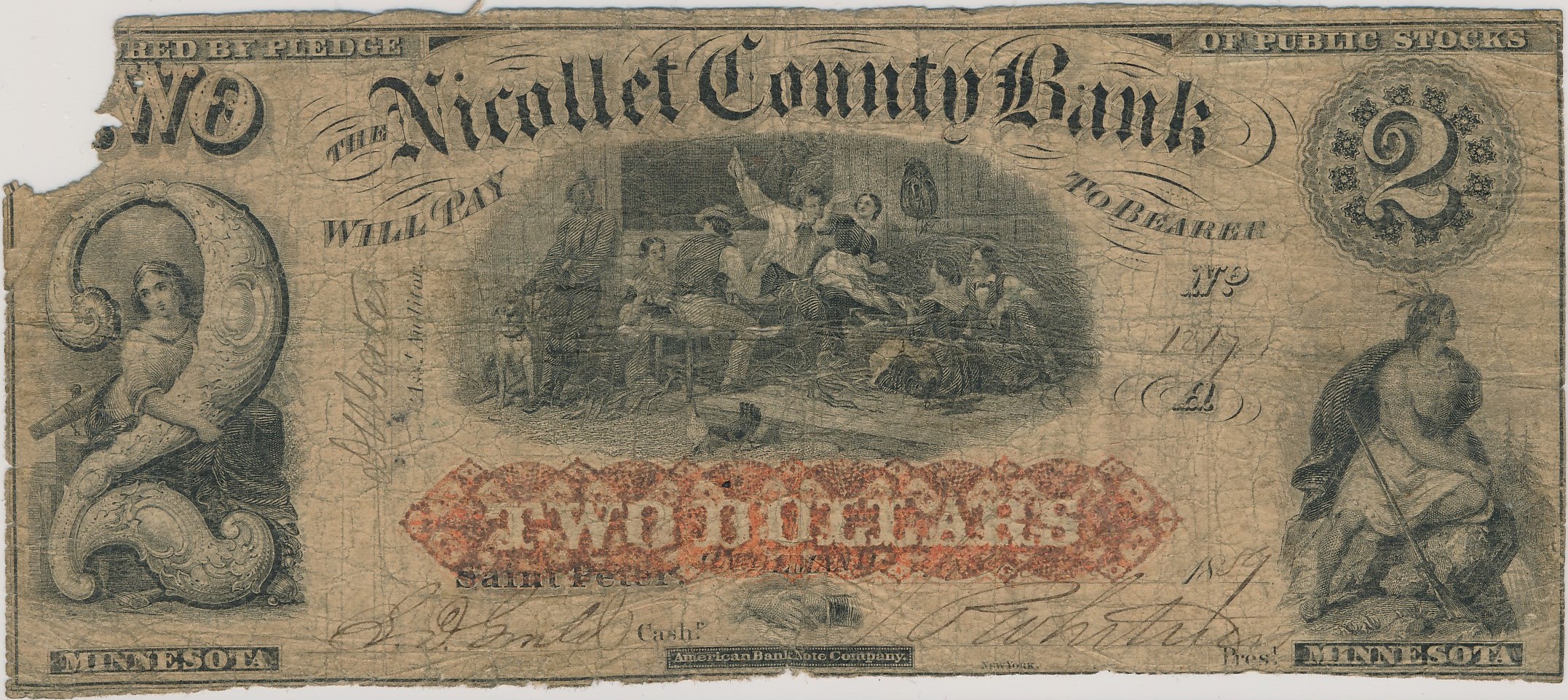 $2 Nicollet County Bank