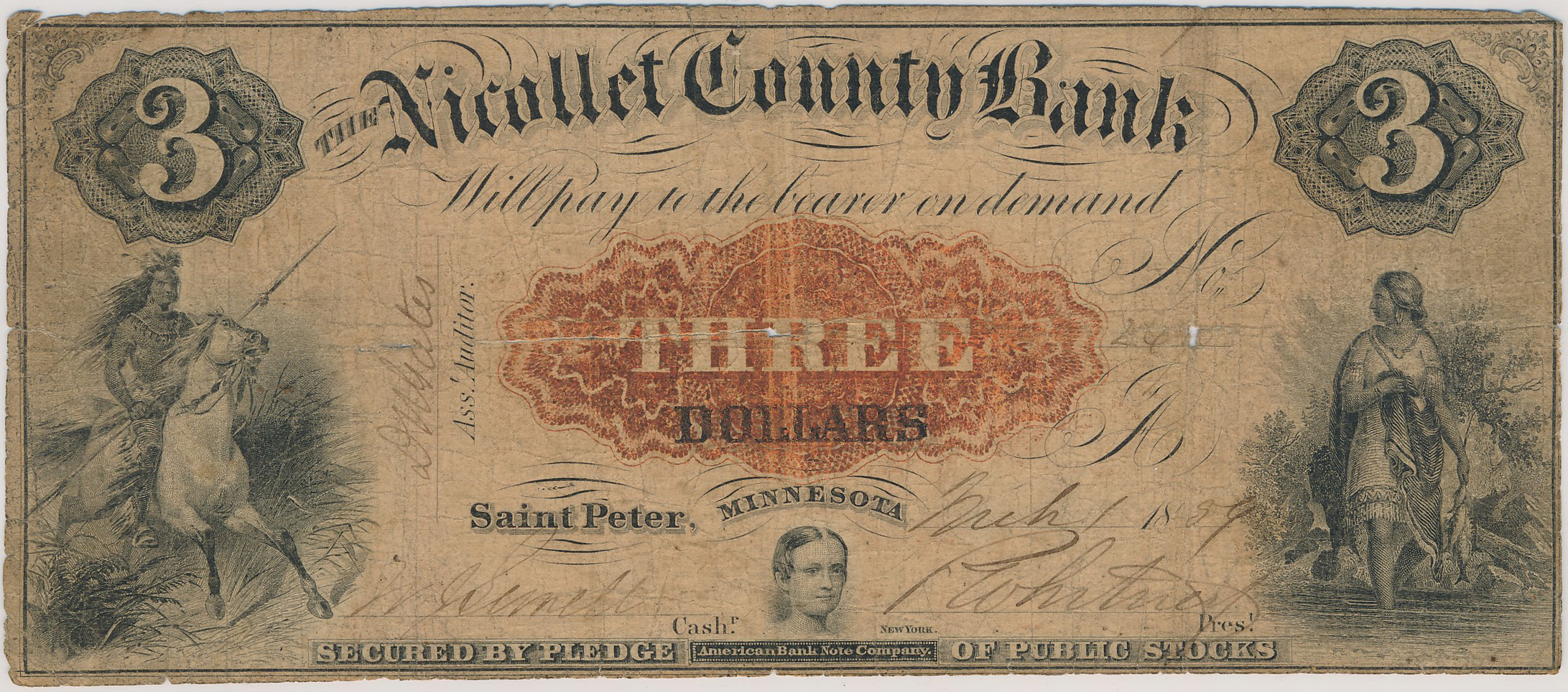 $3 Nicollet County Bank