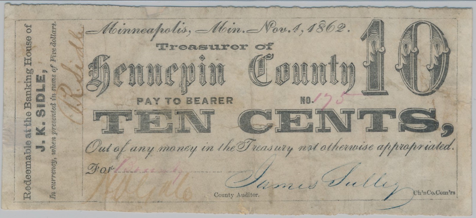 $.10 Treasurer of Hennepin County