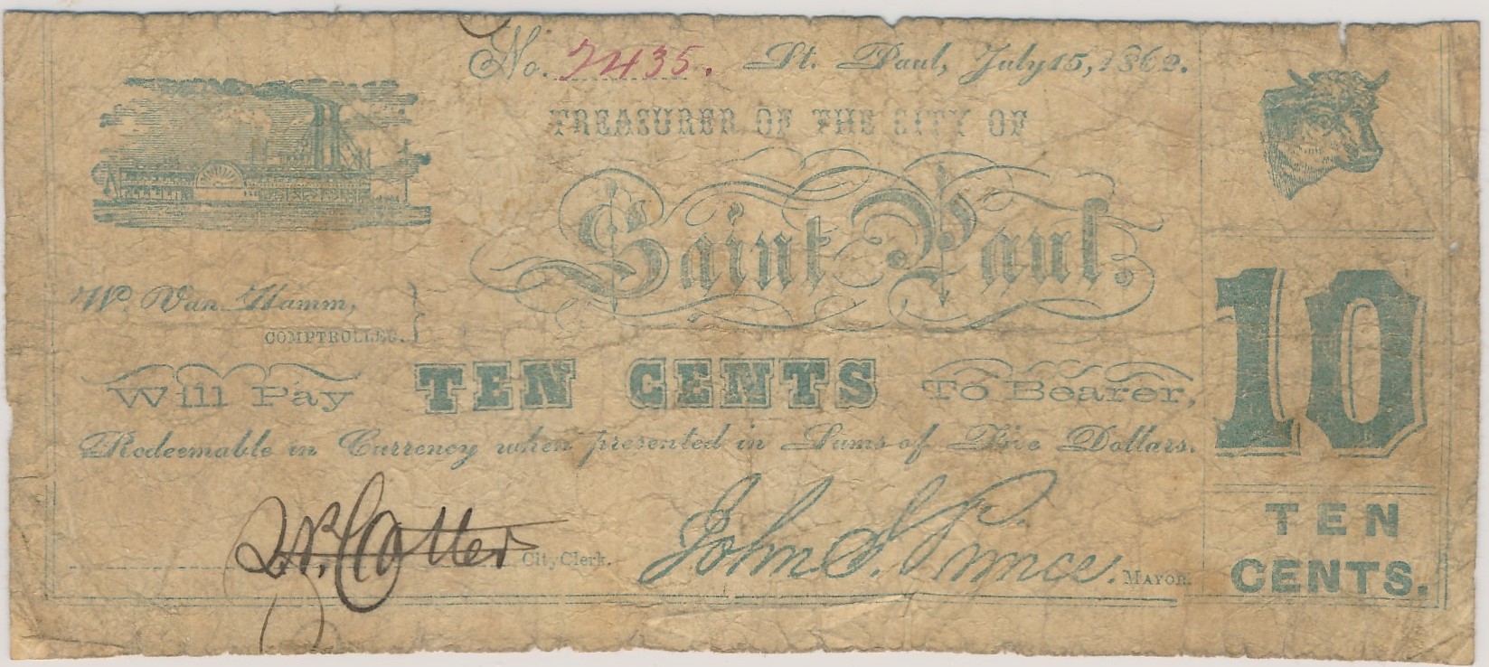 $.10 Treasurer of the City of Saint Paul (First Issue)