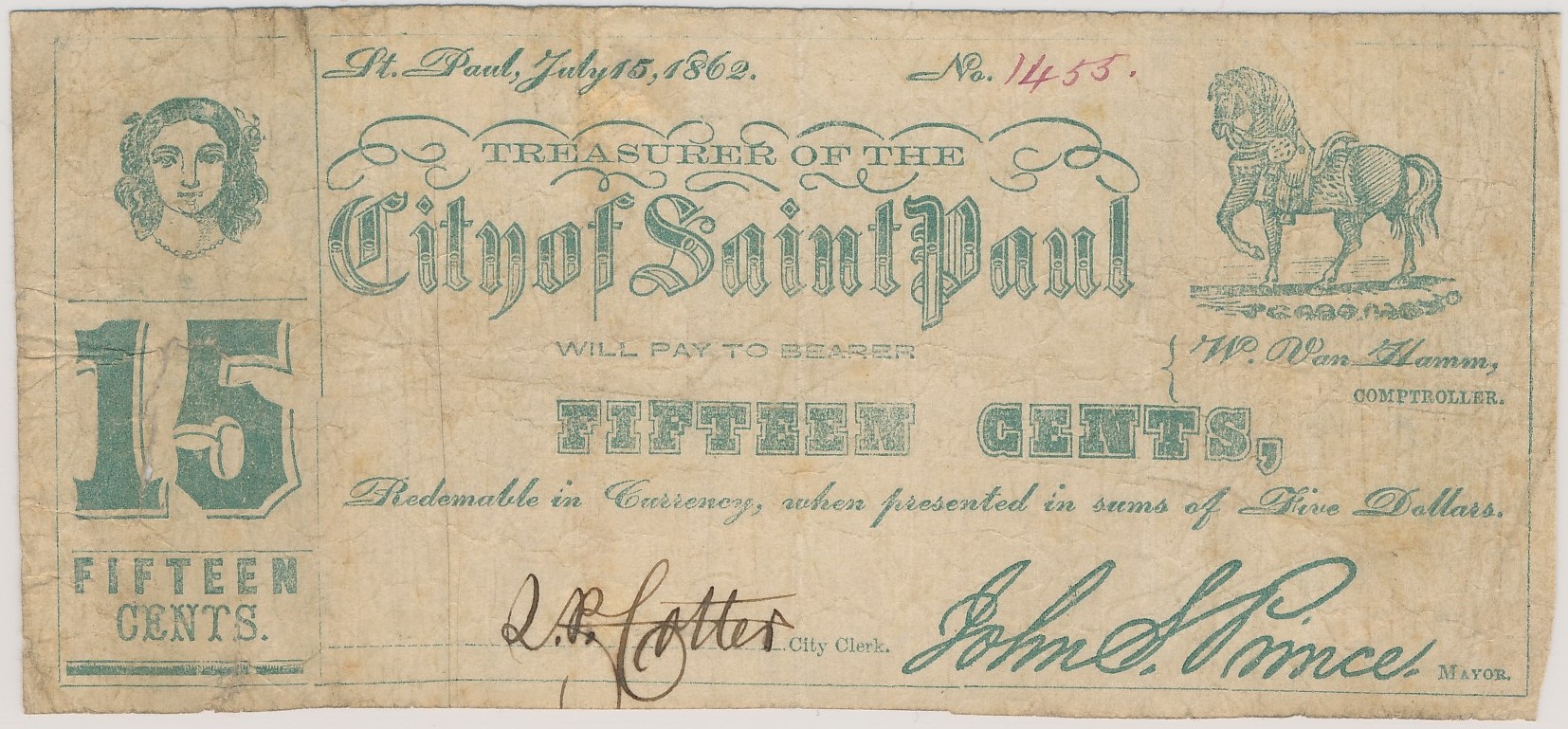 $.15 Treasurer of the City of Saint Paul (First Issue)
