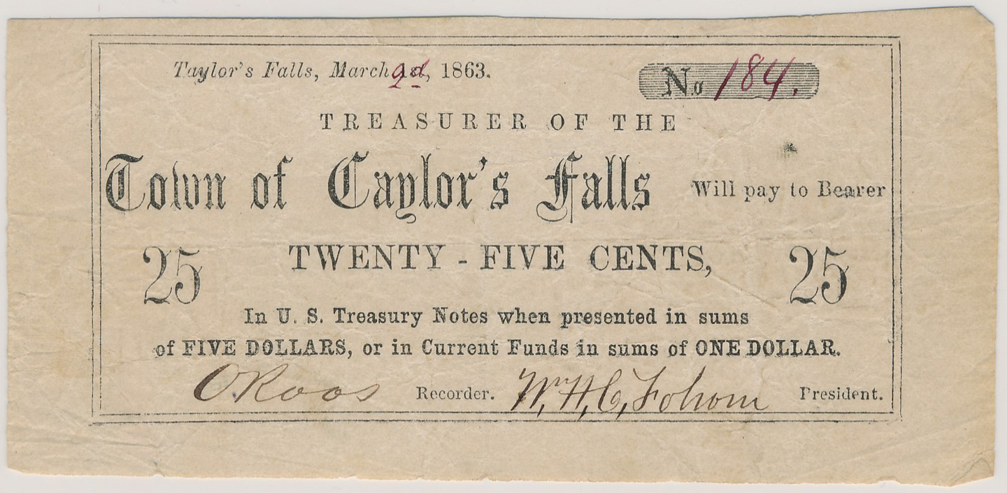 $.25 Treasurer of the Town of Caylor's Falls (Typographical Error)