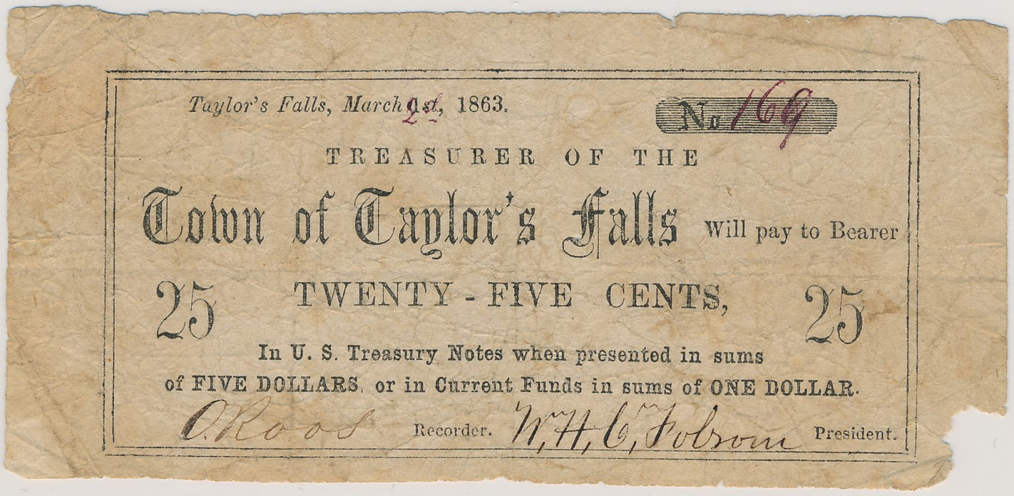 $.25 Treasurer of the Town of Taylor's Falls
