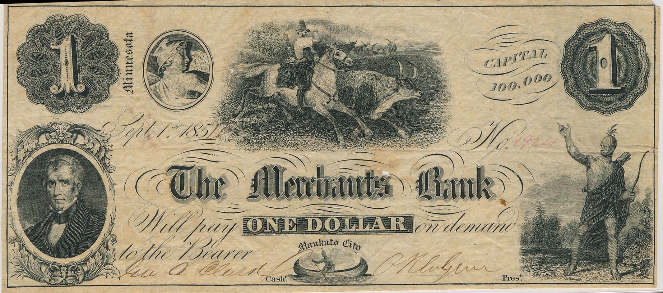 $1 Merchants Bank (Engraved Date)
